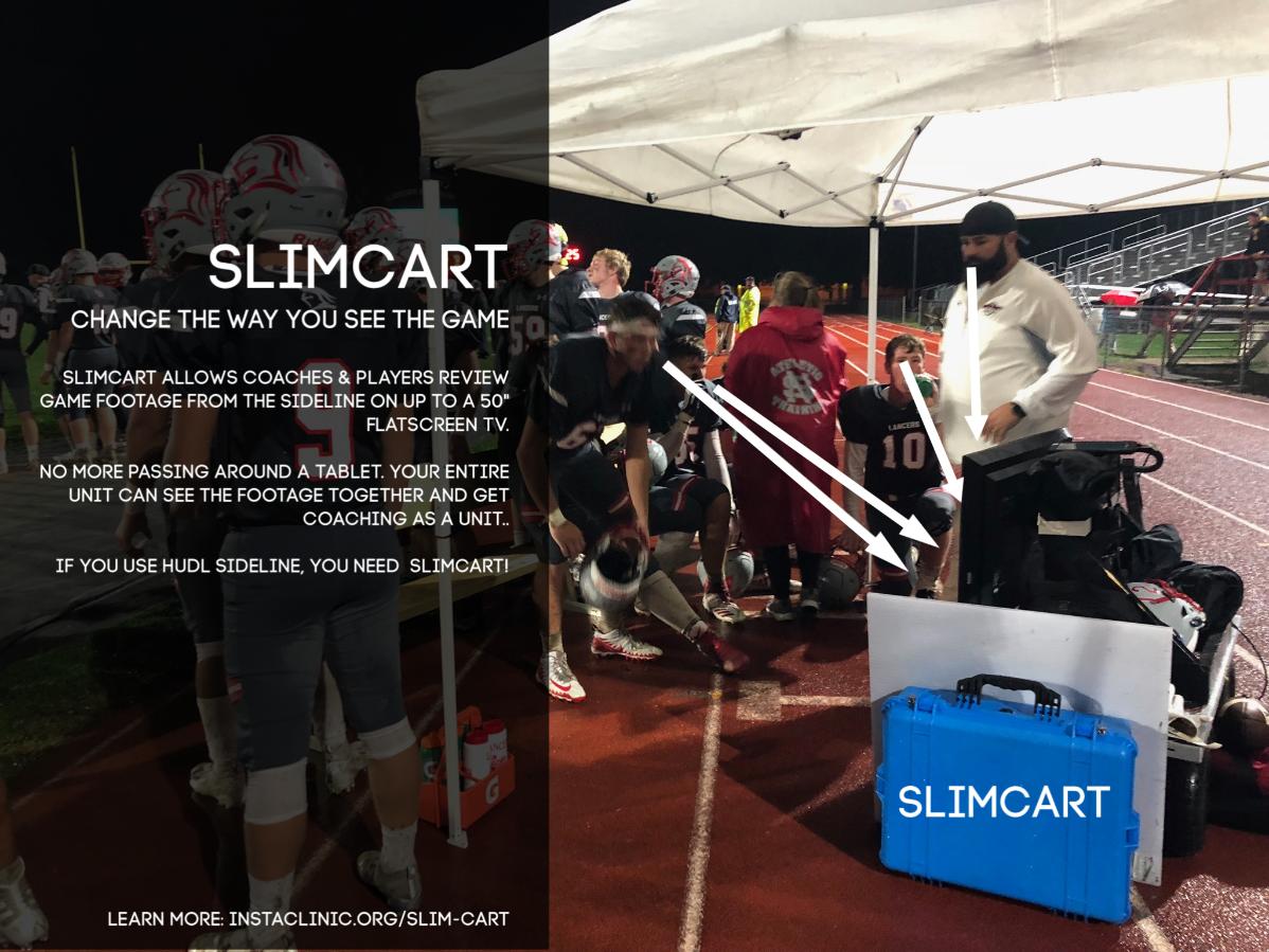 SlimCart, InstaClinic Football, Sideline TV Cart, Hudl Sideline, Image